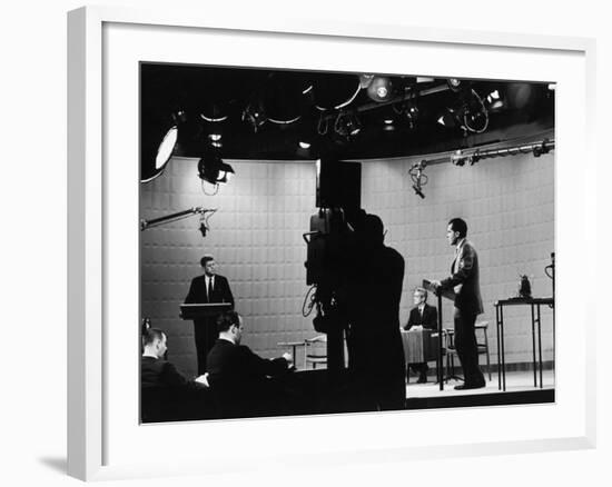 Presidential Candidates Senator John Kennedy and Republican Rep. Richard Nixon Debating-Paul Schutzer-Framed Photographic Print