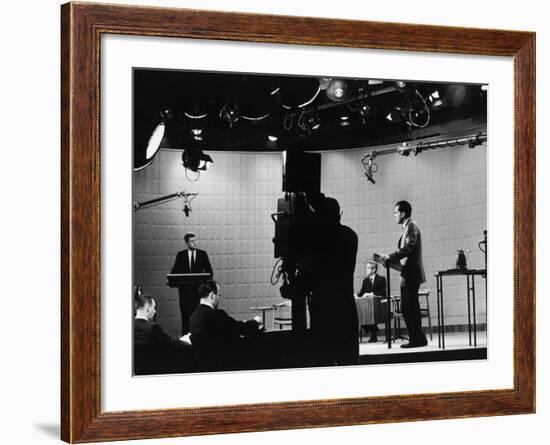 Presidential Candidates Senator John Kennedy and Republican Rep. Richard Nixon Debating-Paul Schutzer-Framed Photographic Print