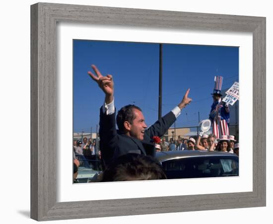 Presidential Nominee Richard Nixon Upon His Arrival in San Diego-Arthur Schatz-Framed Photographic Print