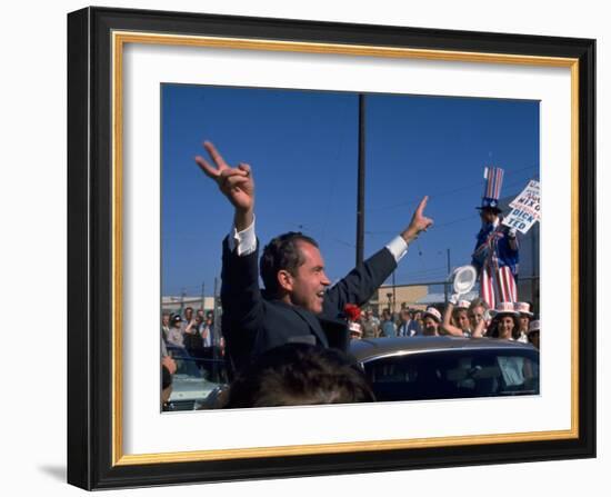 Presidential Nominee Richard Nixon Upon His Arrival in San Diego-Arthur Schatz-Framed Photographic Print