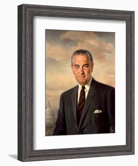 Presidential Portait of Lyndon Baines Johnson-Stocktrek Images-Framed Art Print