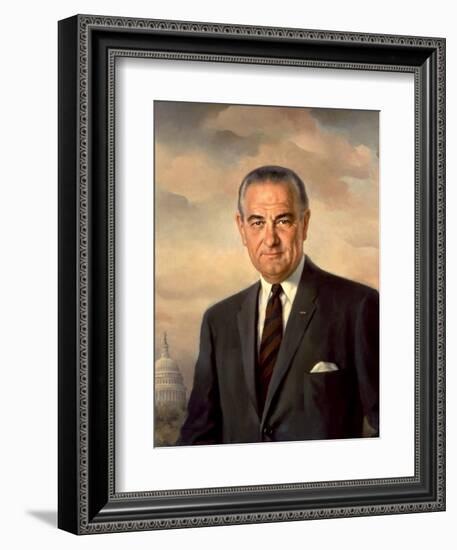 Presidential Portait of Lyndon Baines Johnson-Stocktrek Images-Framed Art Print