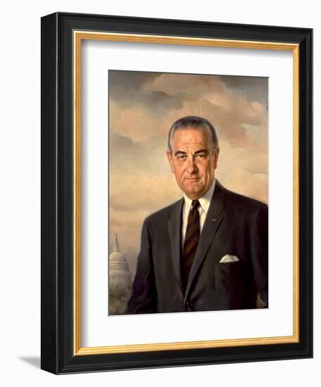 Presidential Portait of Lyndon Baines Johnson-Stocktrek Images-Framed Art Print