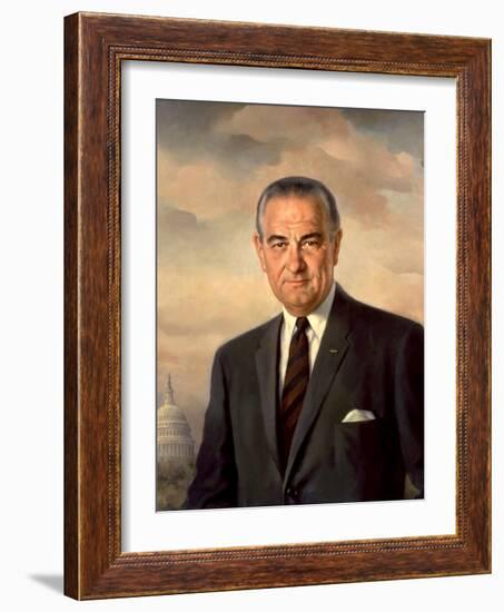 Presidential Portait of Lyndon Baines Johnson-Stocktrek Images-Framed Art Print