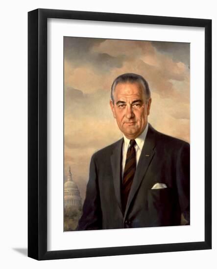 Presidential Portait of Lyndon Baines Johnson-Stocktrek Images-Framed Art Print