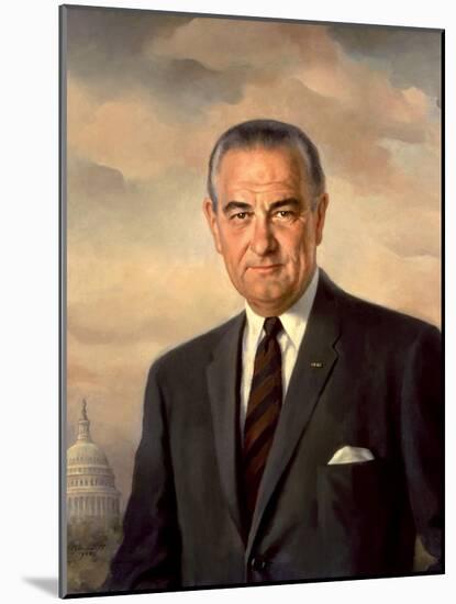 Presidential Portait of Lyndon Baines Johnson-Stocktrek Images-Mounted Art Print