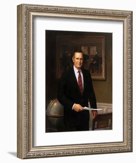 Presidential Portrait of President George H.W. Bush-Stocktrek Images-Framed Premium Giclee Print