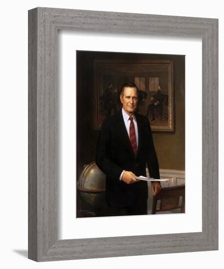 Presidential Portrait of President George H.W. Bush-Stocktrek Images-Framed Premium Giclee Print