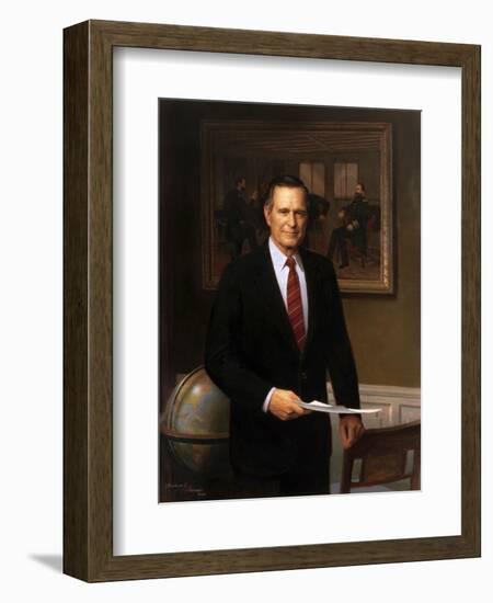 Presidential Portrait of President George H.W. Bush-Stocktrek Images-Framed Premium Giclee Print