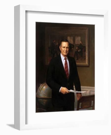 Presidential Portrait of President George H.W. Bush-Stocktrek Images-Framed Premium Giclee Print