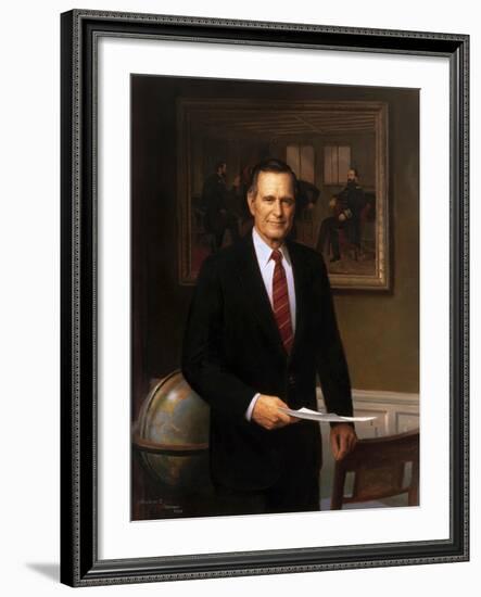 Presidential Portrait of President George H.W. Bush-Stocktrek Images-Framed Art Print