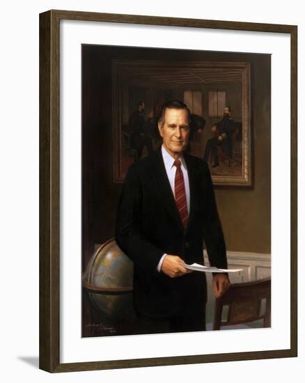Presidential Portrait of President George H.W. Bush-Stocktrek Images-Framed Art Print