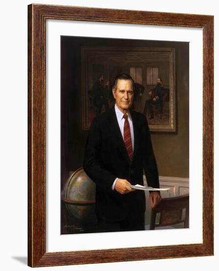 Presidential Portrait of President George H.W. Bush-Stocktrek Images-Framed Art Print