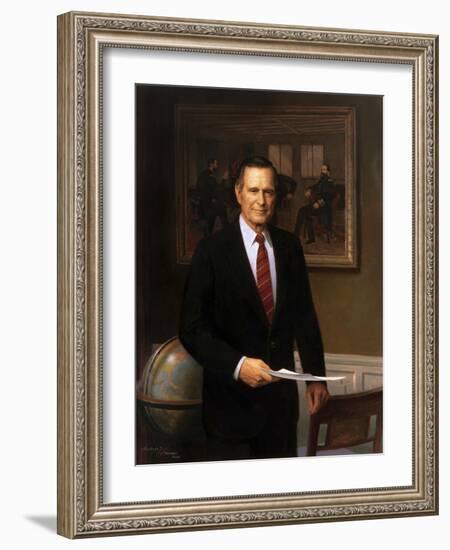 Presidential Portrait of President George H.W. Bush-Stocktrek Images-Framed Art Print