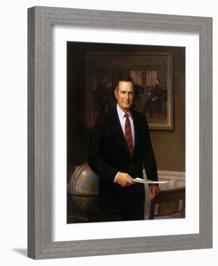 Presidential Portrait of President George H.W. Bush-Stocktrek Images-Framed Art Print