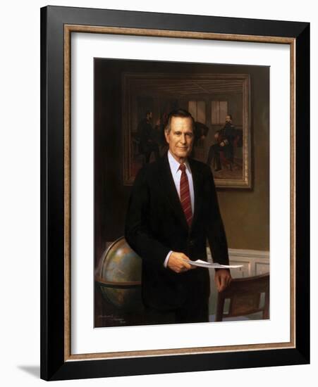 Presidential Portrait of President George H.W. Bush-Stocktrek Images-Framed Art Print