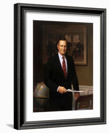 Presidential Portrait of President George H.W. Bush-Stocktrek Images-Framed Art Print