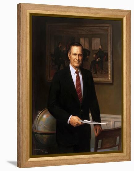 Presidential Portrait of President George H.W. Bush-Stocktrek Images-Framed Stretched Canvas