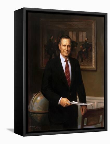 Presidential Portrait of President George H.W. Bush-Stocktrek Images-Framed Stretched Canvas