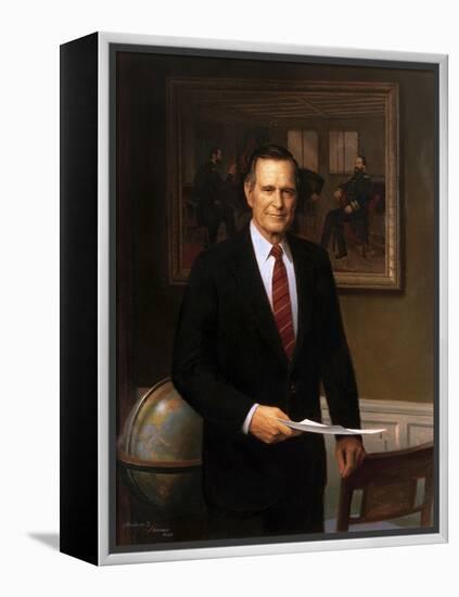 Presidential Portrait of President George H.W. Bush-Stocktrek Images-Framed Stretched Canvas