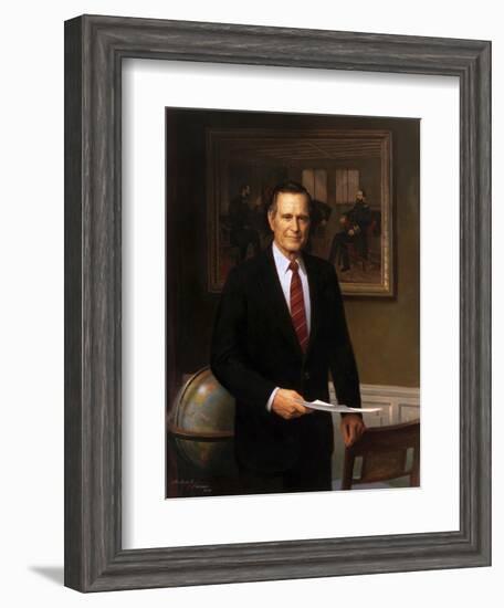 Presidential Portrait of President George H.W. Bush-Stocktrek Images-Framed Art Print