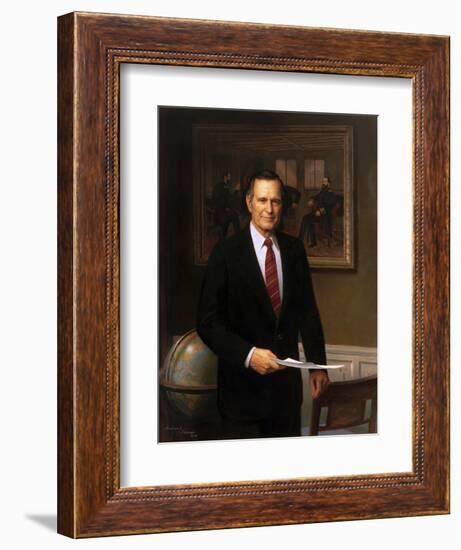 Presidential Portrait of President George H.W. Bush-Stocktrek Images-Framed Art Print