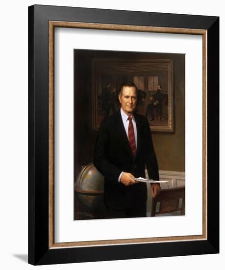 Presidential Portrait of President George H.W. Bush-Stocktrek Images-Framed Art Print