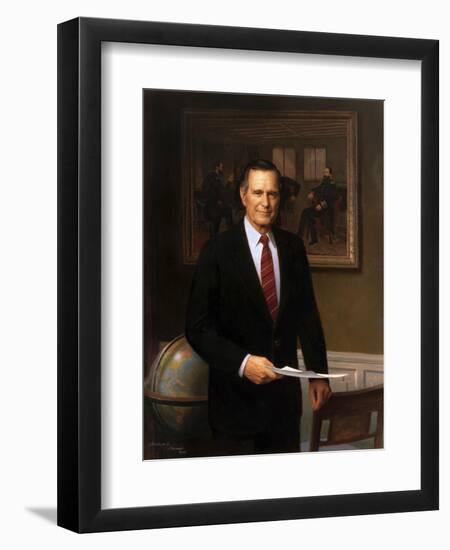 Presidential Portrait of President George H.W. Bush-Stocktrek Images-Framed Art Print