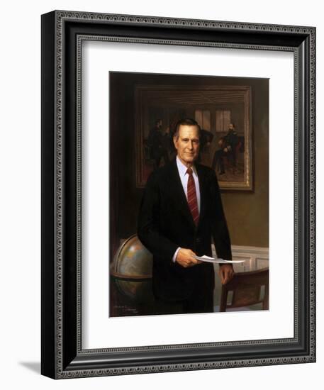 Presidential Portrait of President George H.W. Bush-Stocktrek Images-Framed Art Print