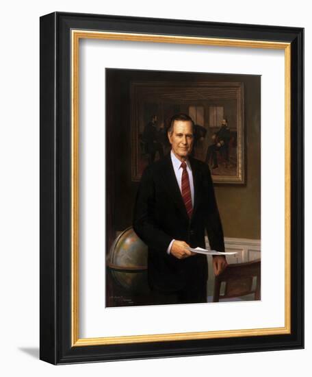 Presidential Portrait of President George H.W. Bush-Stocktrek Images-Framed Art Print