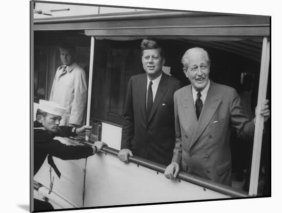 Presidential Yacht Cruising on Potomac River with Pres. John F. Kennedy and Harold Macmillan Aboard-Ed Clark-Mounted Photographic Print