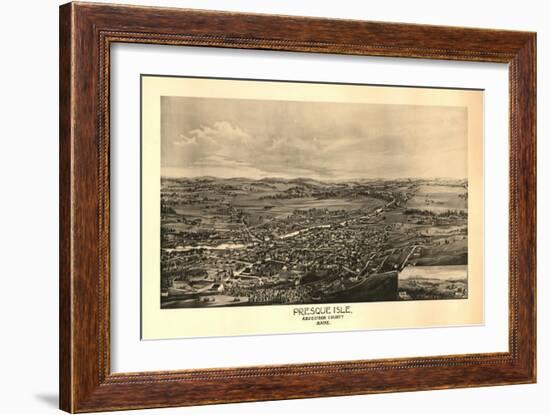 Presque Isle, Maine - Panoramic Map-Lantern Press-Framed Art Print