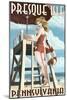 Presque Isle, Pennsylvania - Pinup Girl Lifeguard-Lantern Press-Mounted Art Print