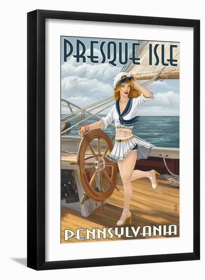 Presque Isle, Pennsylvania - Pinup Girl Sailing-Lantern Press-Framed Art Print