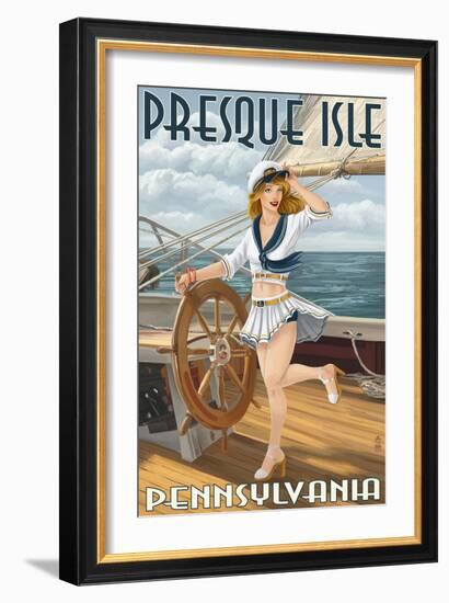 Presque Isle, Pennsylvania - Pinup Girl Sailing-Lantern Press-Framed Art Print