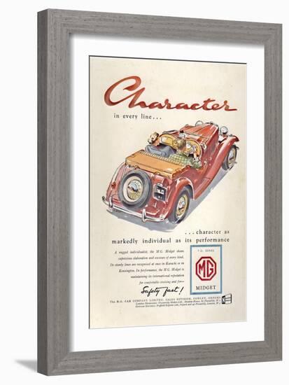Press Advertisement for the MG Midget, 1950s-Laurence Fish-Framed Giclee Print