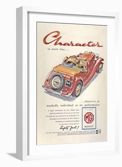 Press Advertisement for the MG Midget, 1950s-Laurence Fish-Framed Giclee Print