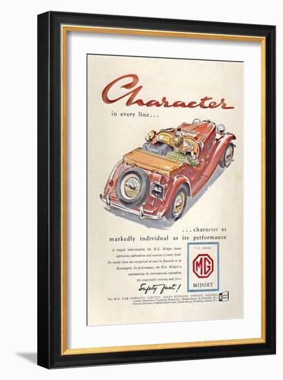 Press Advertisement for the MG Midget, 1950s-Laurence Fish-Framed Giclee Print