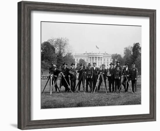 Press Correspondents and Photographers on White House Lawn-null-Framed Photographic Print