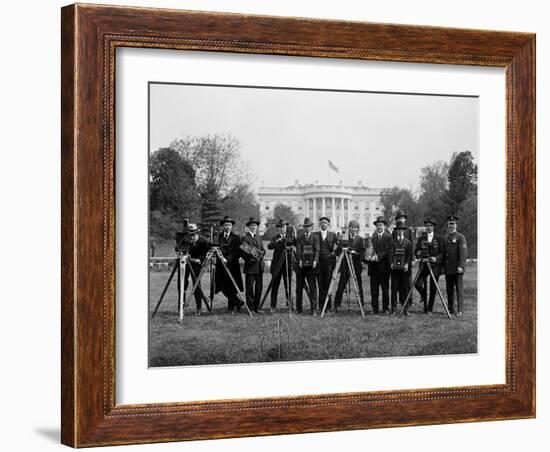 Press Correspondents and Photographers on White House Lawn-null-Framed Photographic Print