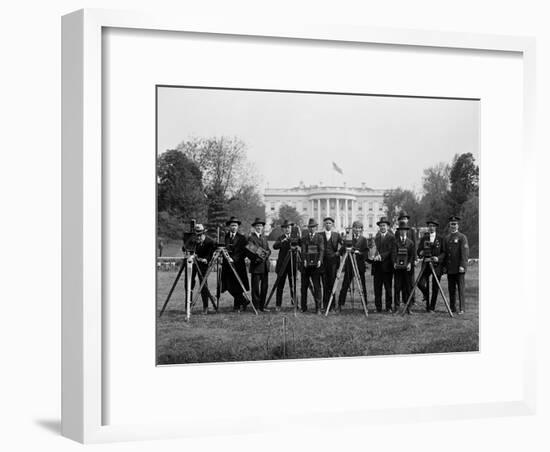 Press Correspondents and Photographers on White House Lawn-null-Framed Photographic Print