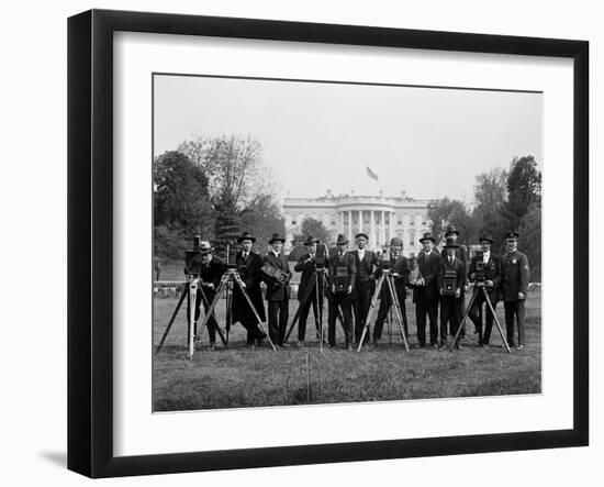 Press Correspondents and Photographers on White House Lawn-null-Framed Photographic Print