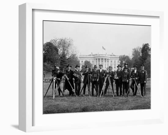 Press Correspondents and Photographers on White House Lawn-null-Framed Photographic Print