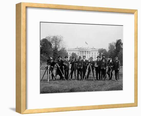 Press Correspondents and Photographers on White House Lawn-null-Framed Photographic Print