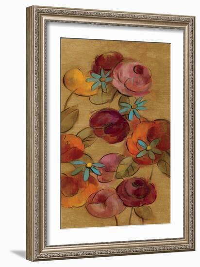 Pressed Flowers I on Gold-Silvia Vassileva-Framed Art Print