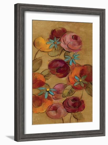 Pressed Flowers I on Gold-Silvia Vassileva-Framed Art Print