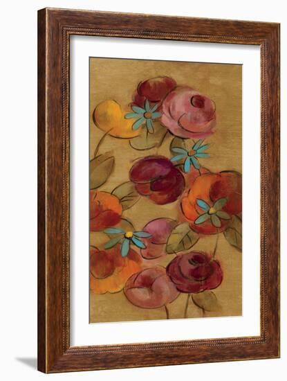 Pressed Flowers I on Gold-Silvia Vassileva-Framed Art Print