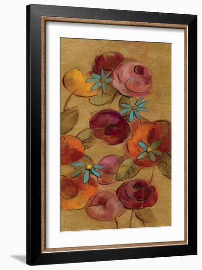 Pressed Flowers I on Gold-Silvia Vassileva-Framed Art Print