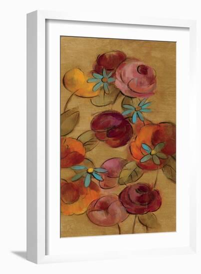 Pressed Flowers I on Gold-Silvia Vassileva-Framed Art Print