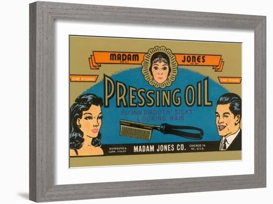 Pressing Oil Hair Tonic Label-null-Framed Giclee Print